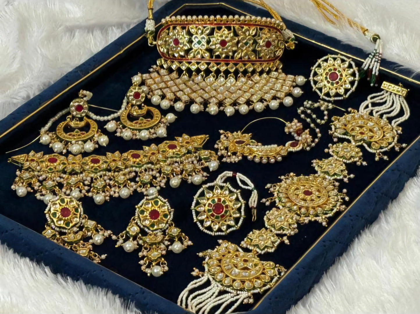 Rajwadi Jadau Kundan Jewelry Set – Royal Poshak Bridal Necklace Combo Set for Wedding & Traditional Wear India