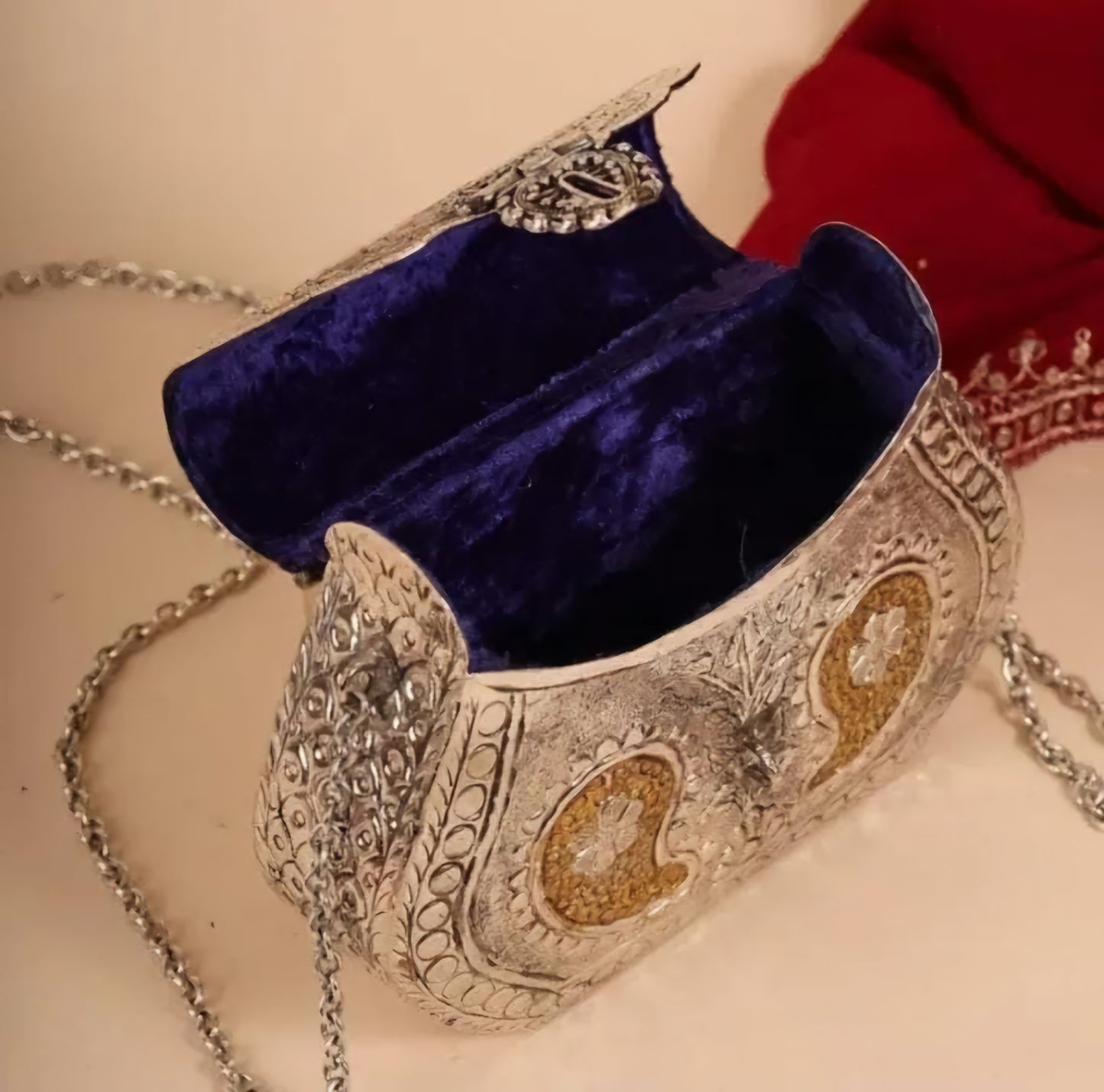Royal Heritage Dual Tone Brass Clutch Bag | Ethnic Wedding Clutch Purse