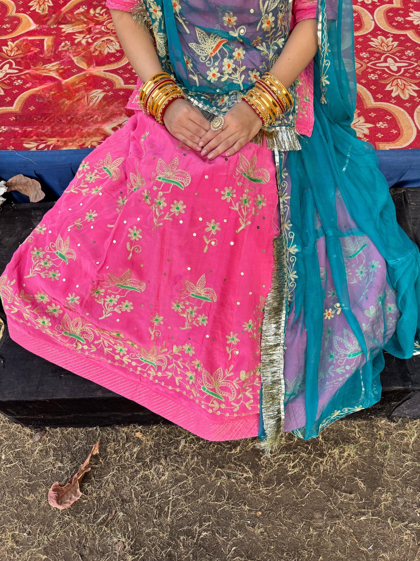 Elegant Partywear Rajasthani Poshak – Natural Silk with Kasab Zari, Aari & Resham Work