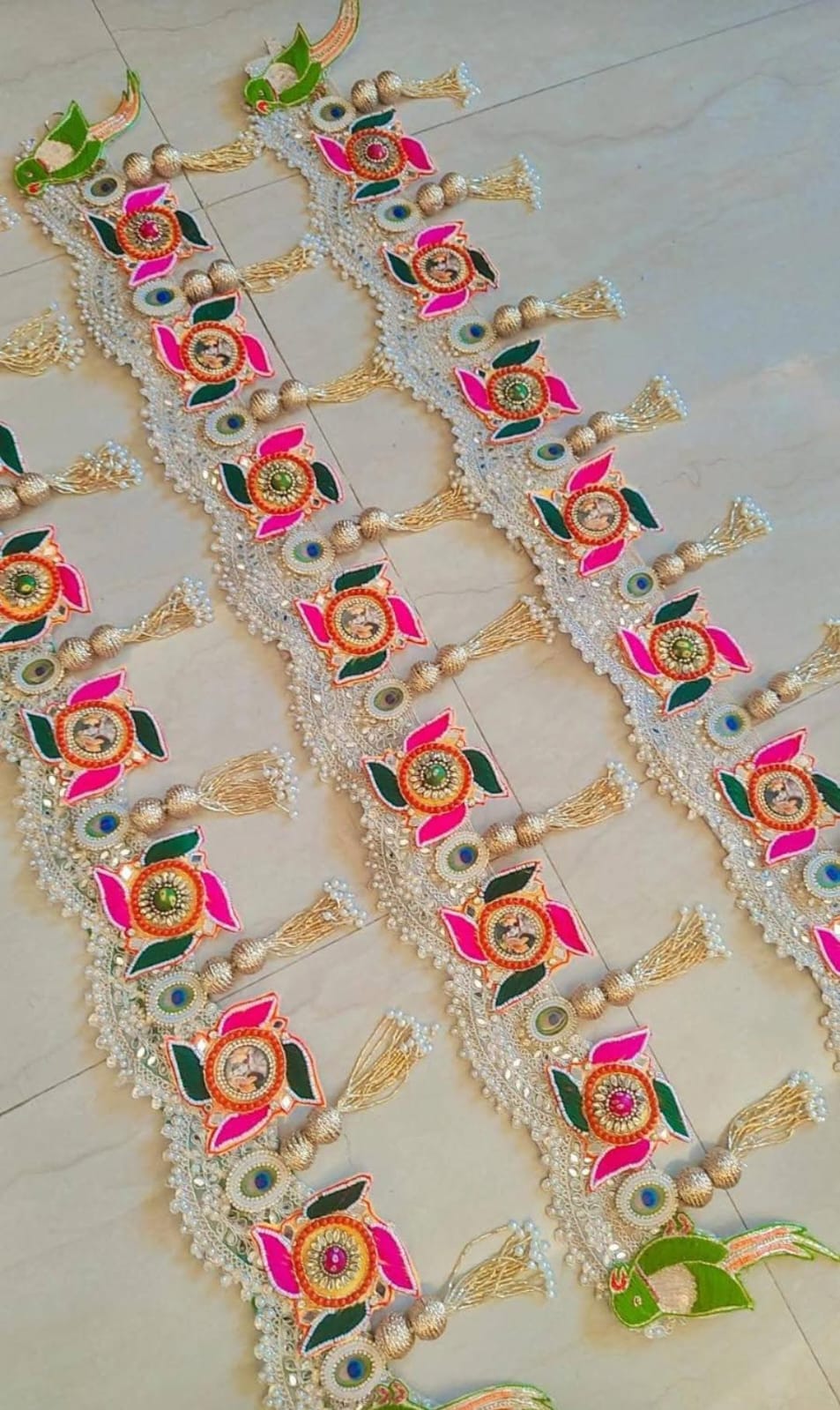 Swastik Parrot beads designer beautiful handmade Bandarwal/Toran 40"inch