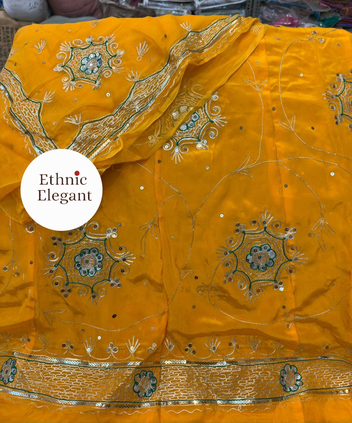 Rajputi Boutique Poshak – Heavy Natural Odhna with Zari, Taara & Resham Handwork