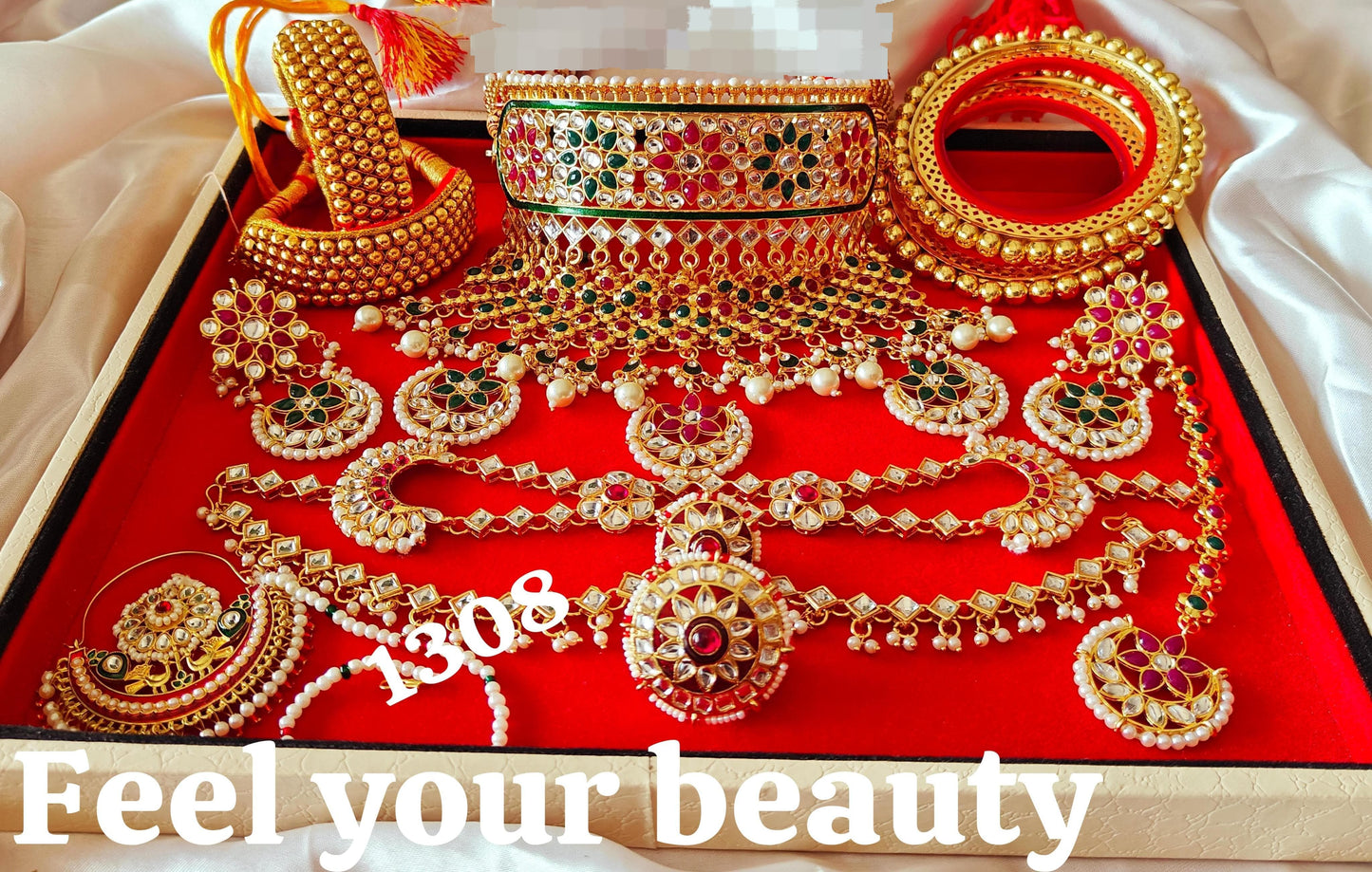 Rajasthani poshak exclusive jewelry Jhumka & Tika ,Ring, Mehri & Nath