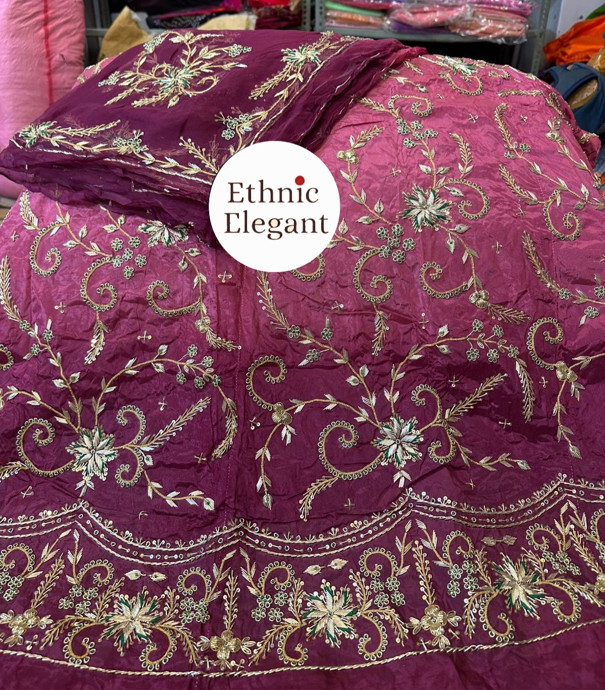 Royal Natural silk fabric thakurji pure odhna heavy jardoji dabka work poshak