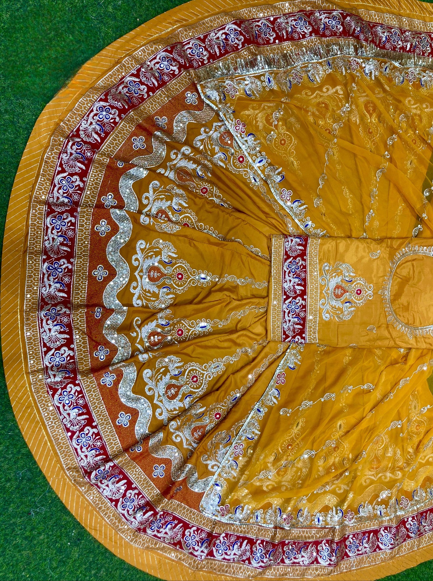 CREPSILK Fabric with pure Odhani 4 MTR GHER Designer Rajputi poshak
