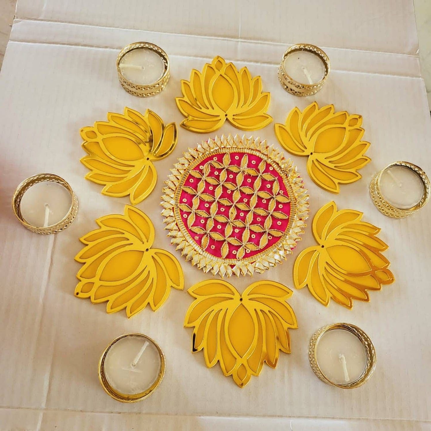Lotus instant beautiful handcrafted rangoli full set