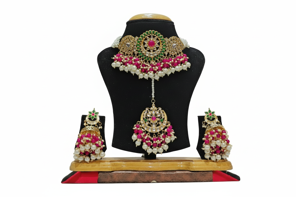 Rajwadi Look Jadau Jewellery Set – Traditional Bridal Necklace Set for Wedding & Festive Wear