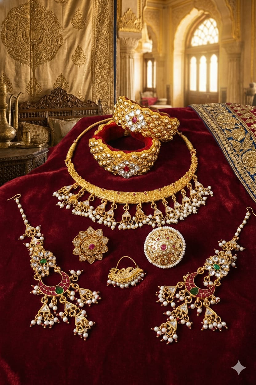 Beautiful Rajwadi look jewelry combo set code: ck