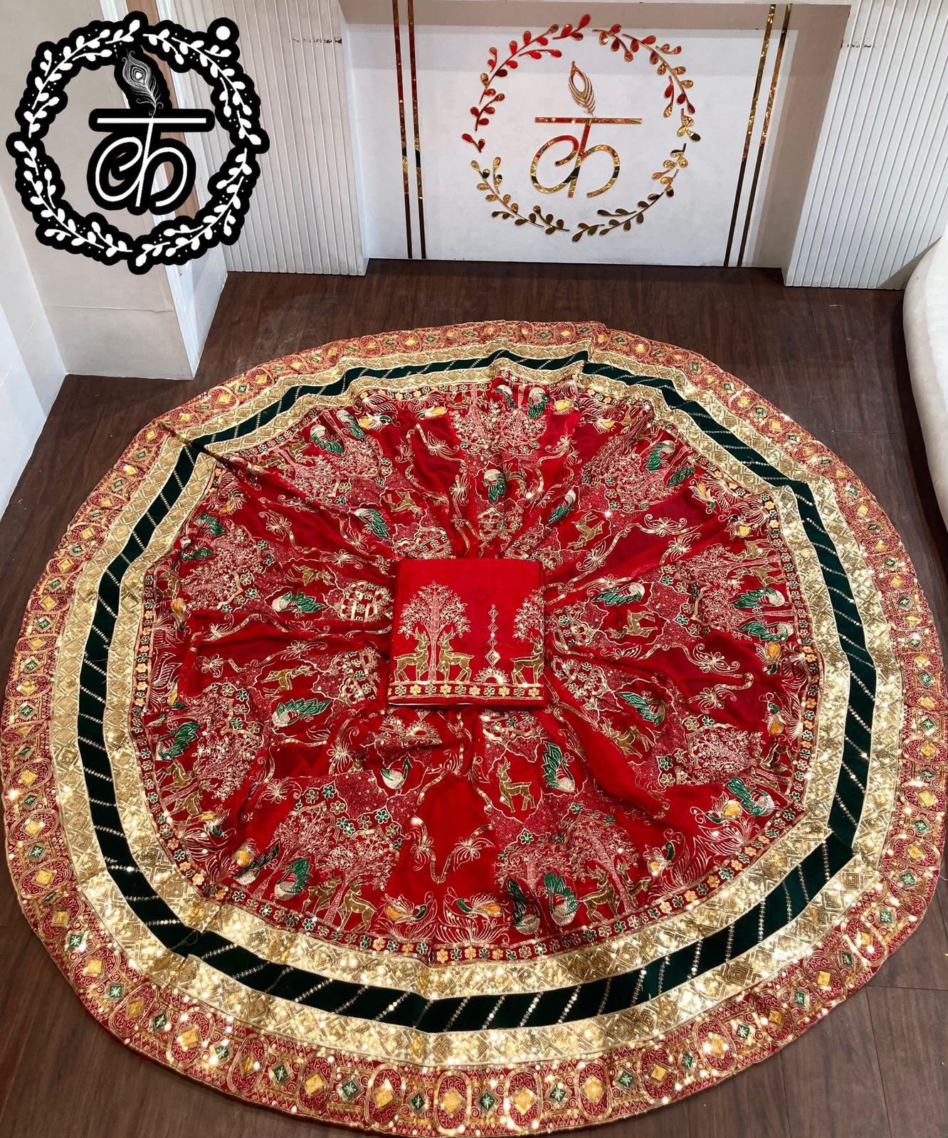 Royal Traditional Colour 7MTR Big Gher Handcrafted Rajputi Poshak | Rajasthani Wedding Dress