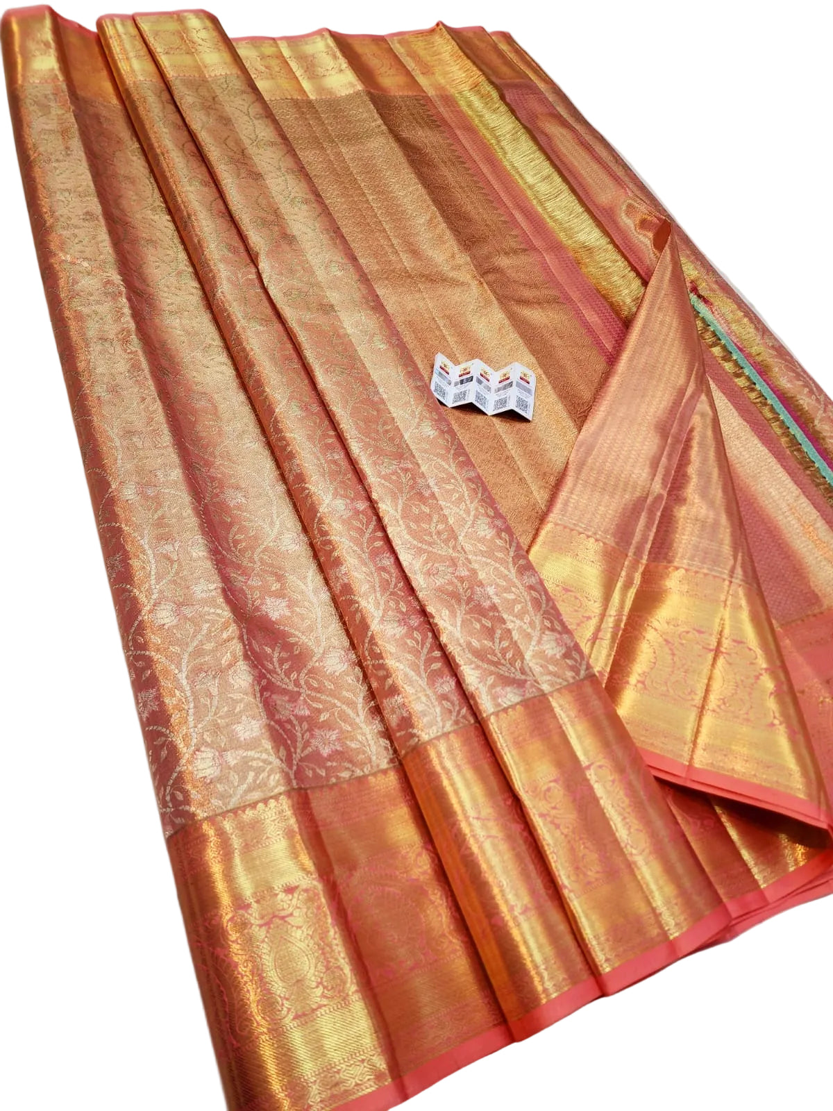 Pure Kanchipuram Silk Saree (Silk Mark Certified) – Gold Zari Woven Bridal Saree with Running Blouse