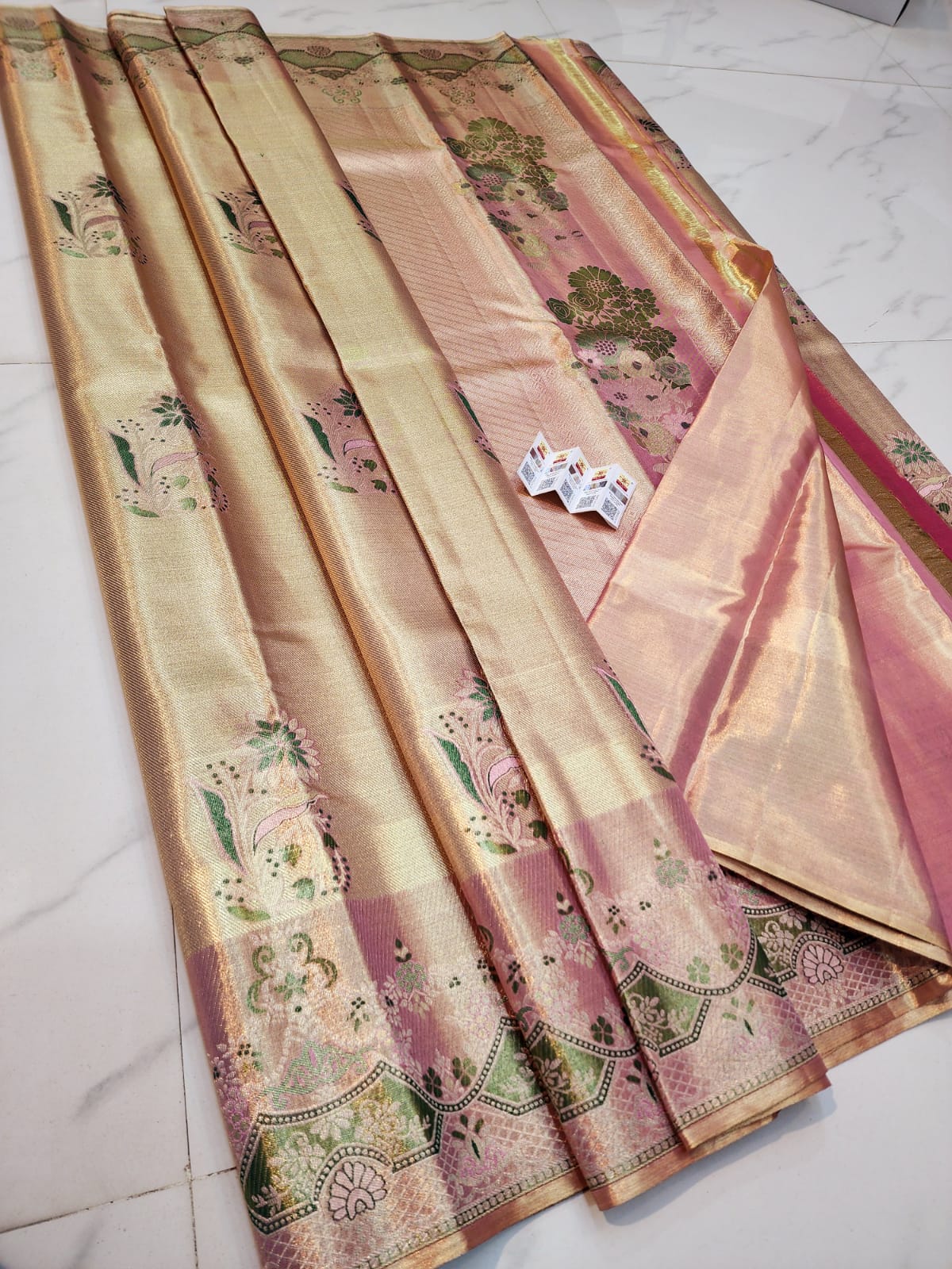 Premium Kanchipuram Pure Silk Tissue Bridal Saree Silk Mark Certified