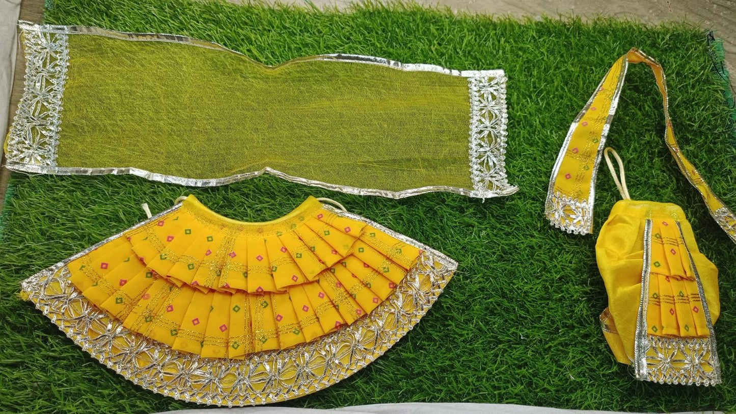 Radha krishna poshak color Red yellow orange purple white 6 piece poshak set 6 inch pack of 2 poshak