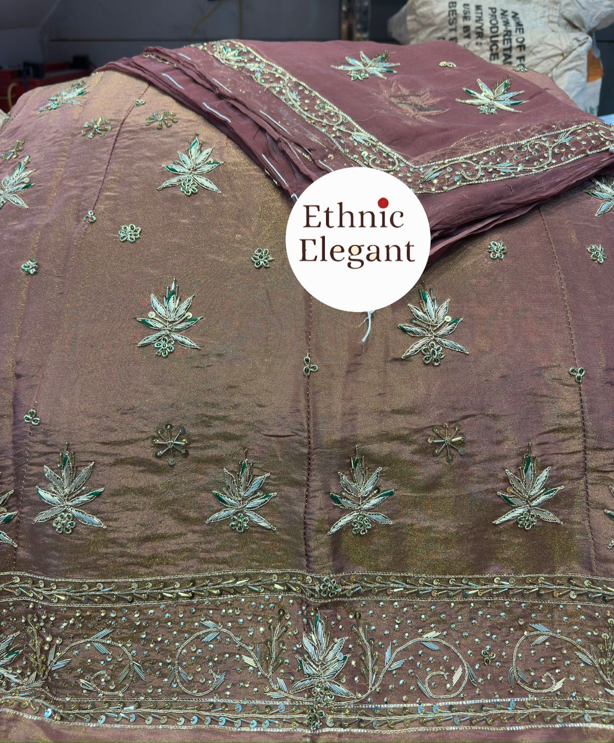 Luxury Handwork Rajasthani Poshak Set | Heavy Jardoji & Dabka Work Odhna | Natural Silk / Tissue Fabric