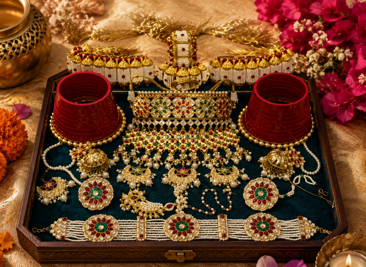 Rajasthani Rajwadi Jewelry Combo Set | Traditional Bridal & Festive Necklace Set