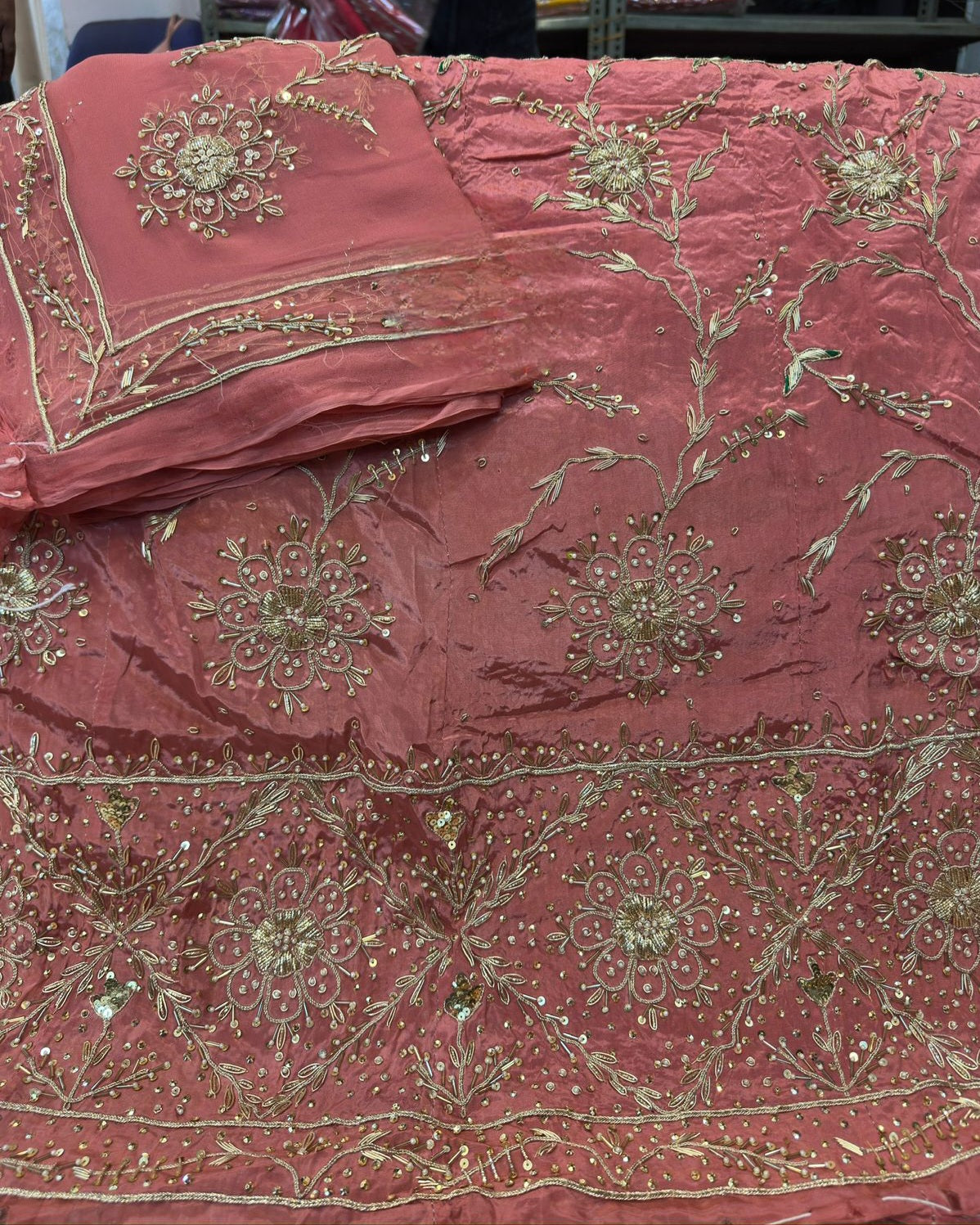 Natural Silk Thakurji Poshak with Pure Odhna | Heavy Zardozi Dabka Work Dress