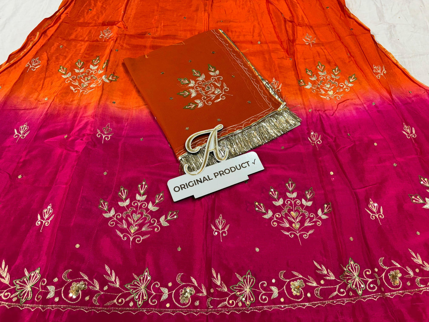 Elegant Upada Crepe Rajputi Poshak Set | Pure Odhna with Aari Taari Hand Work | Boutique Ethnic Wear