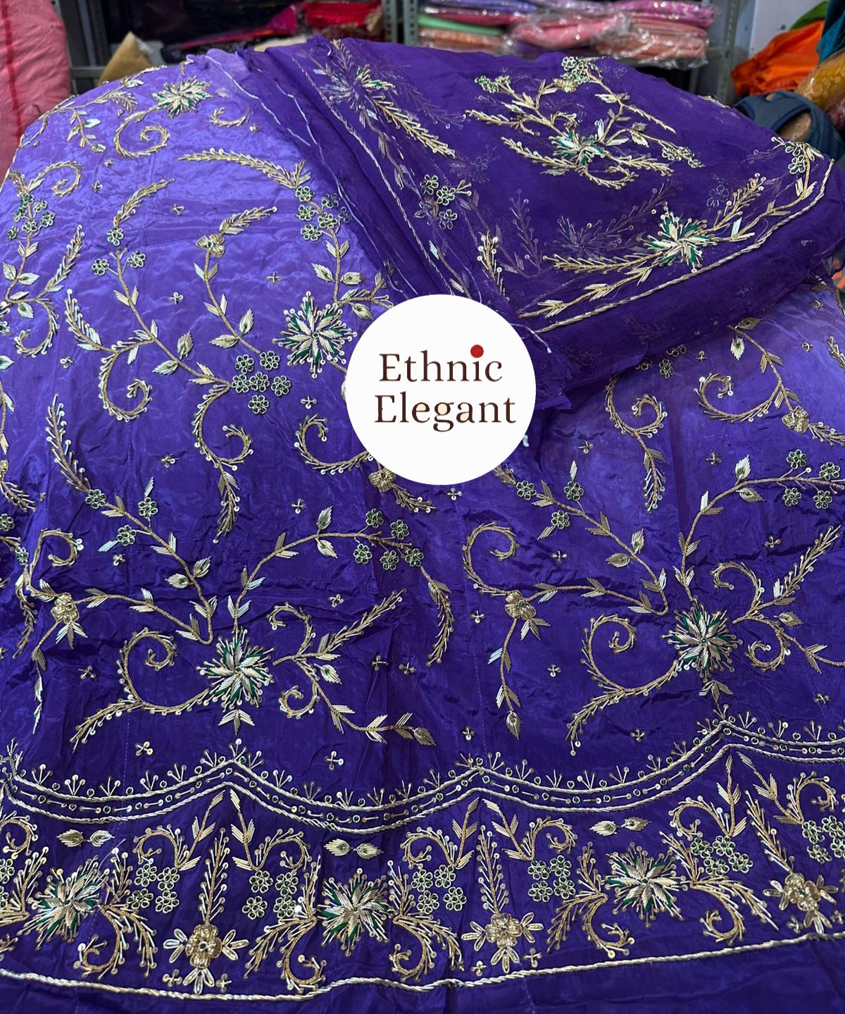 Royal Natural silk fabric thakurji pure odhna heavy jardoji dabka work poshak