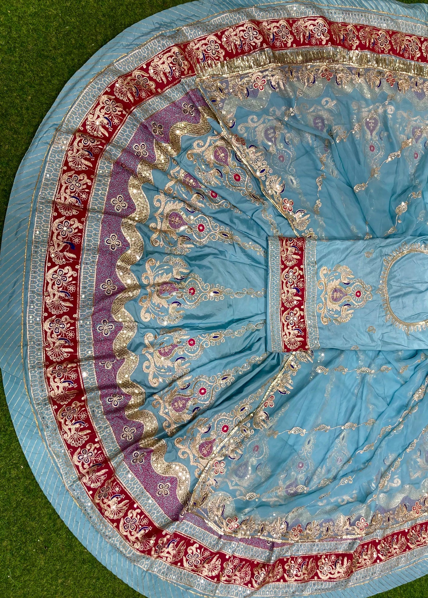 CREPSILK Fabric with pure Odhani 4 MTR GHER Designer Rajputi poshak