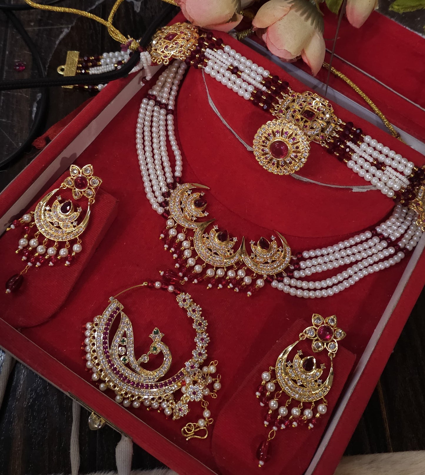 Jadau Jewellery Combo Set – Traditional Bridal Necklace Set for Wedding & Festive Wear
