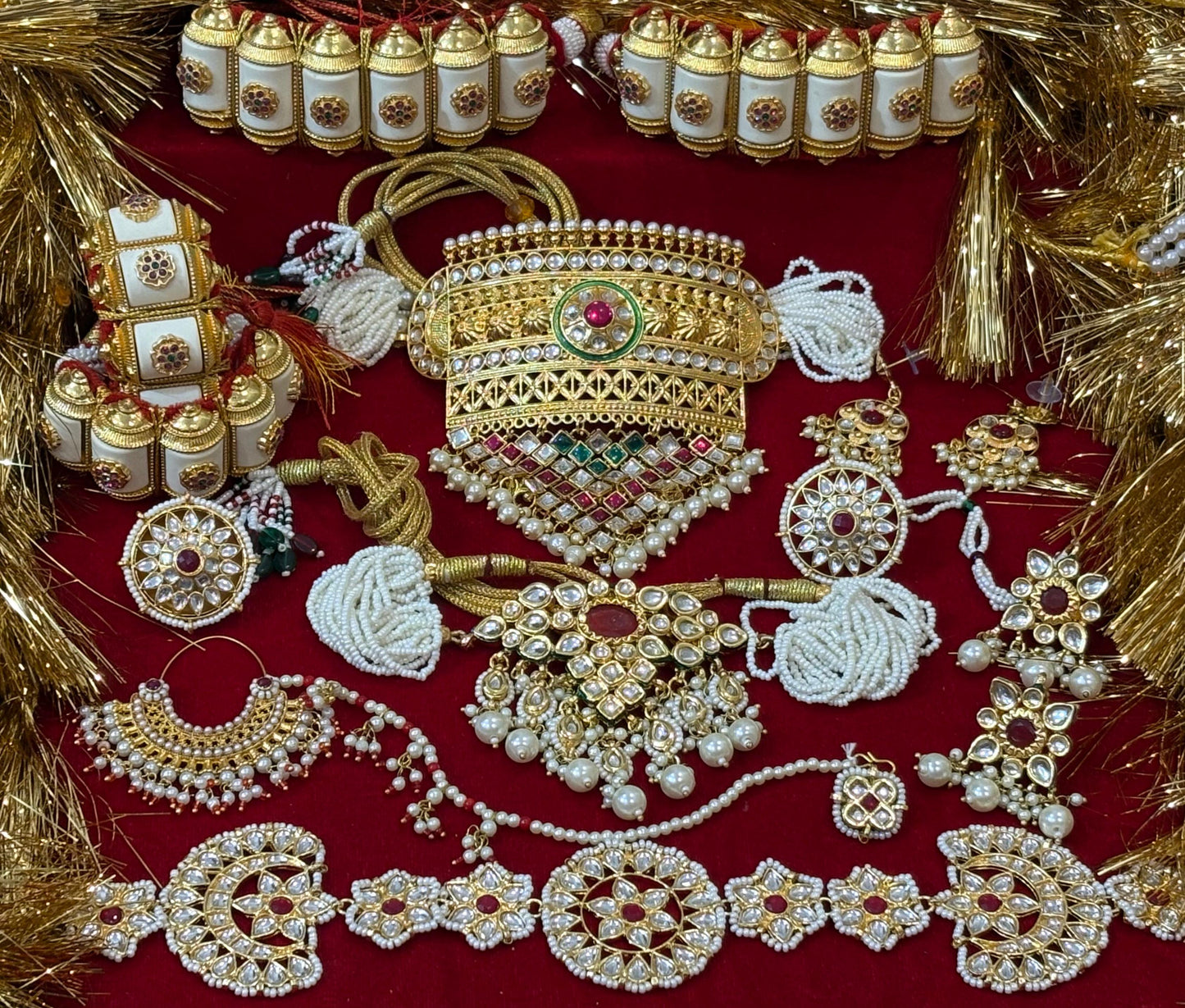 Royal Meenakari work traditional jewelry set combo