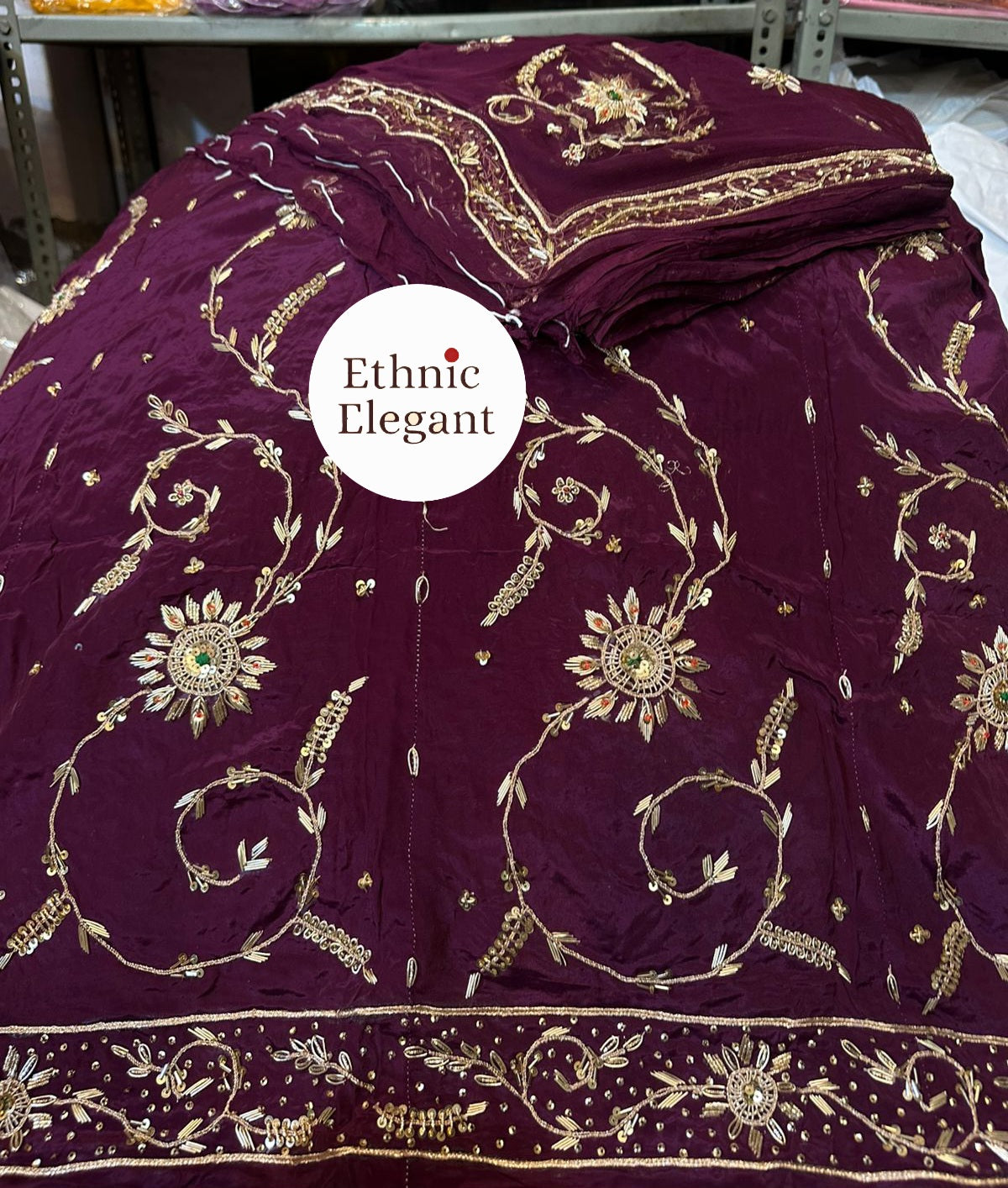 Natural crap / tissue thakurji pure odhna heavy jardoji dabka work elegant poshak