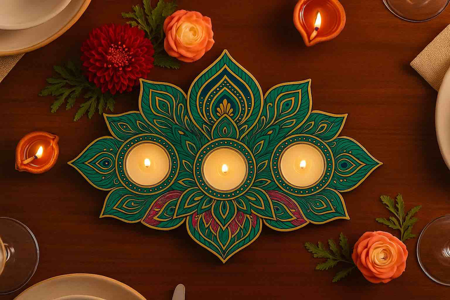 Decorative MDF Rangoli plates 6"inch pack of 2