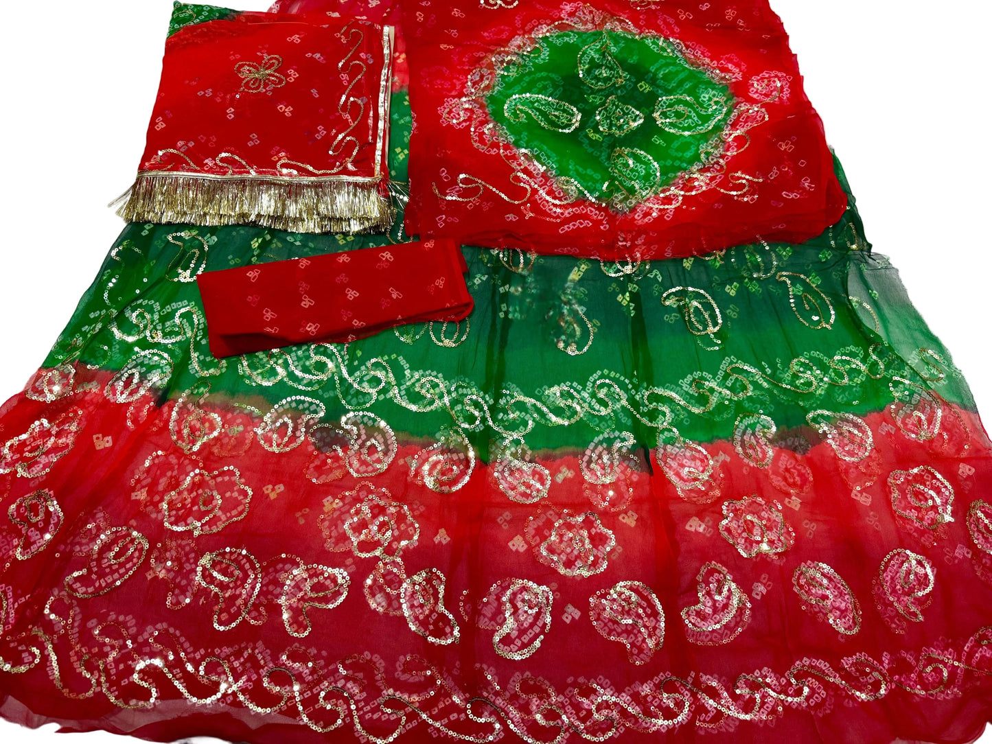 Thakurji Pure Rai Bandhej Poshak with Taari Work & Gota Kiran Finishing