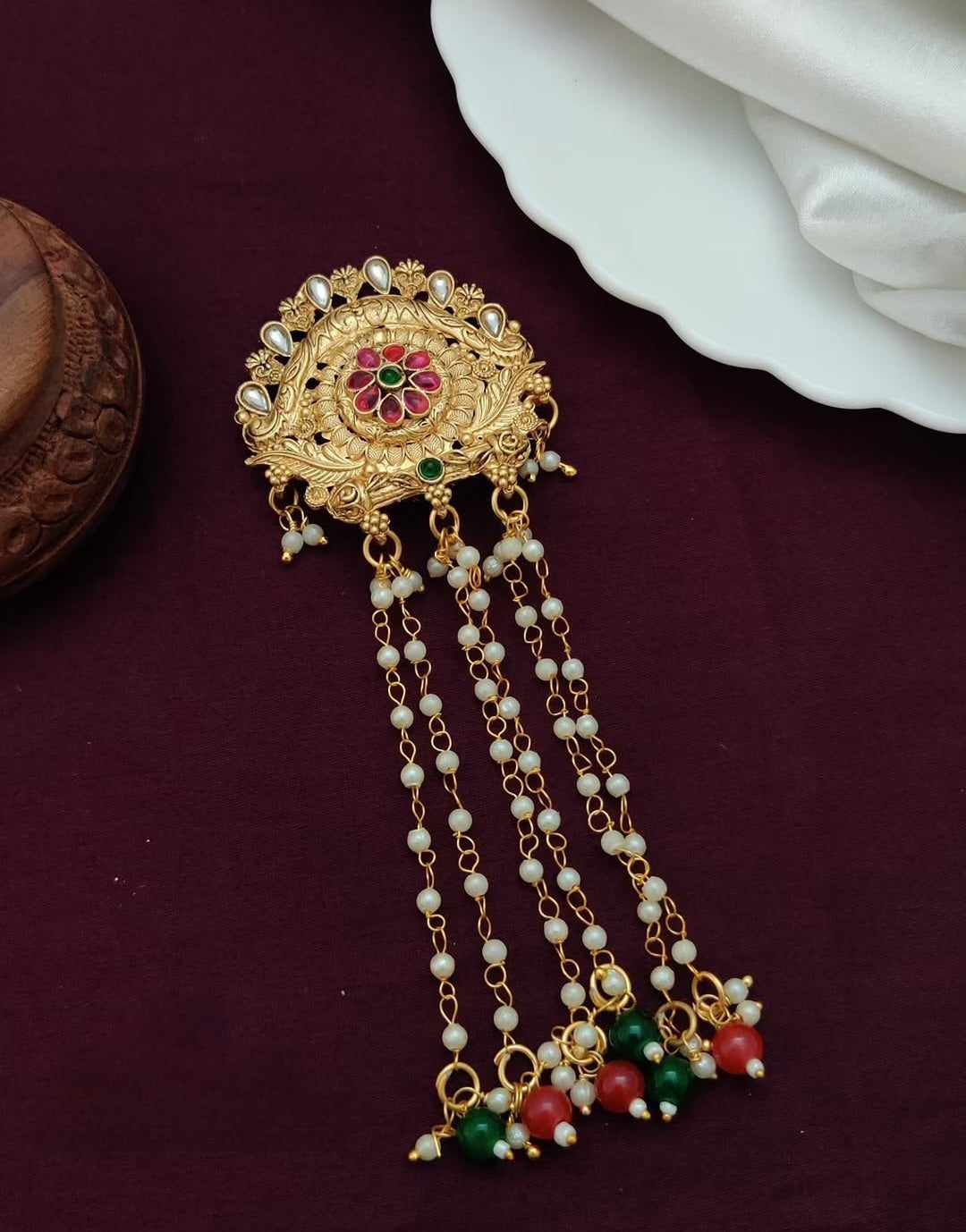 Elegant Hair Brooch for Women – Bridal Juda Pin Hair Accessory for Wedding & Festive Hairstyles