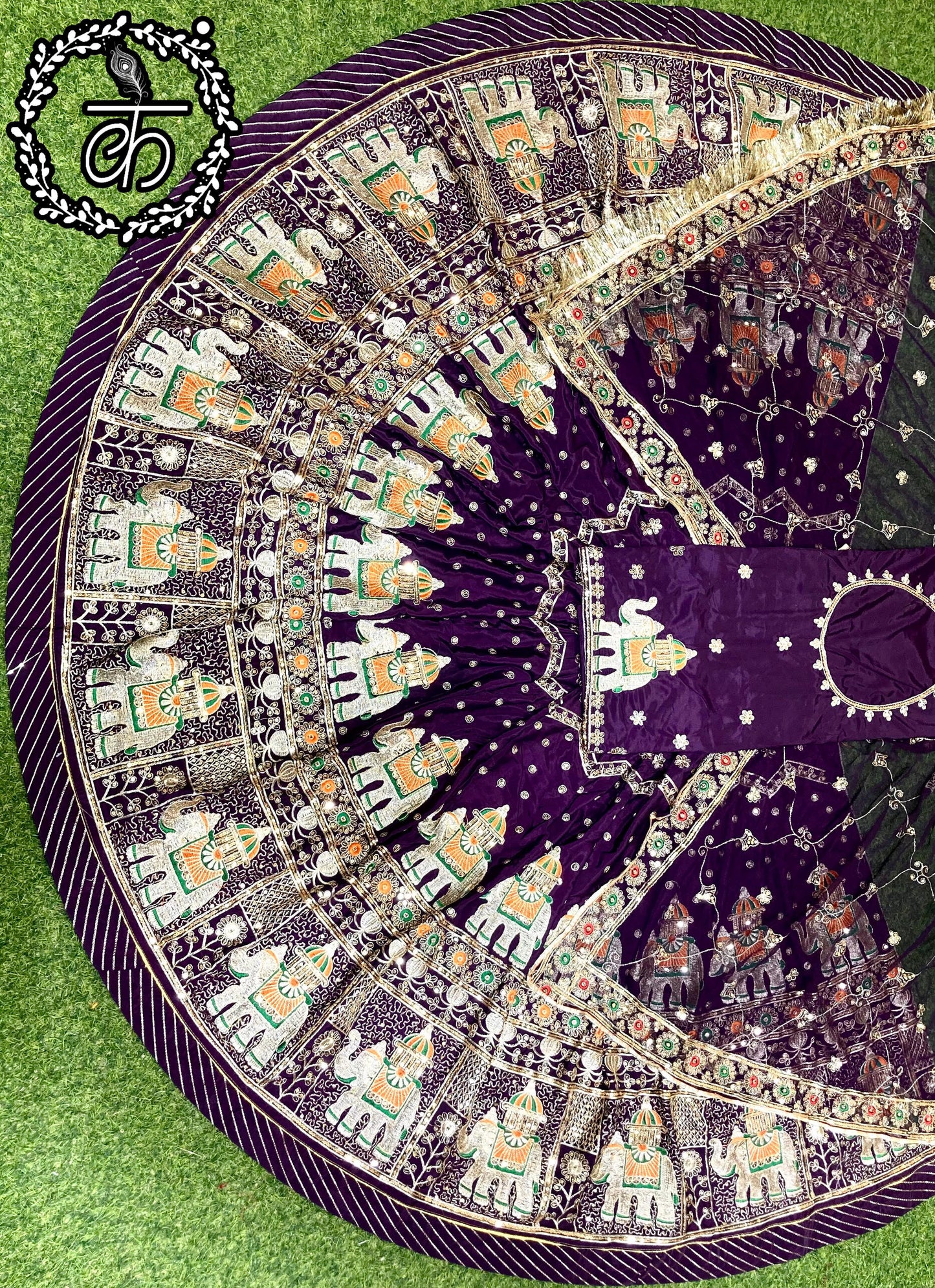 Boutique Vintage Rajputi Poshak | Premium Crepe Silk with Pure Odhani & Hand Zari Work