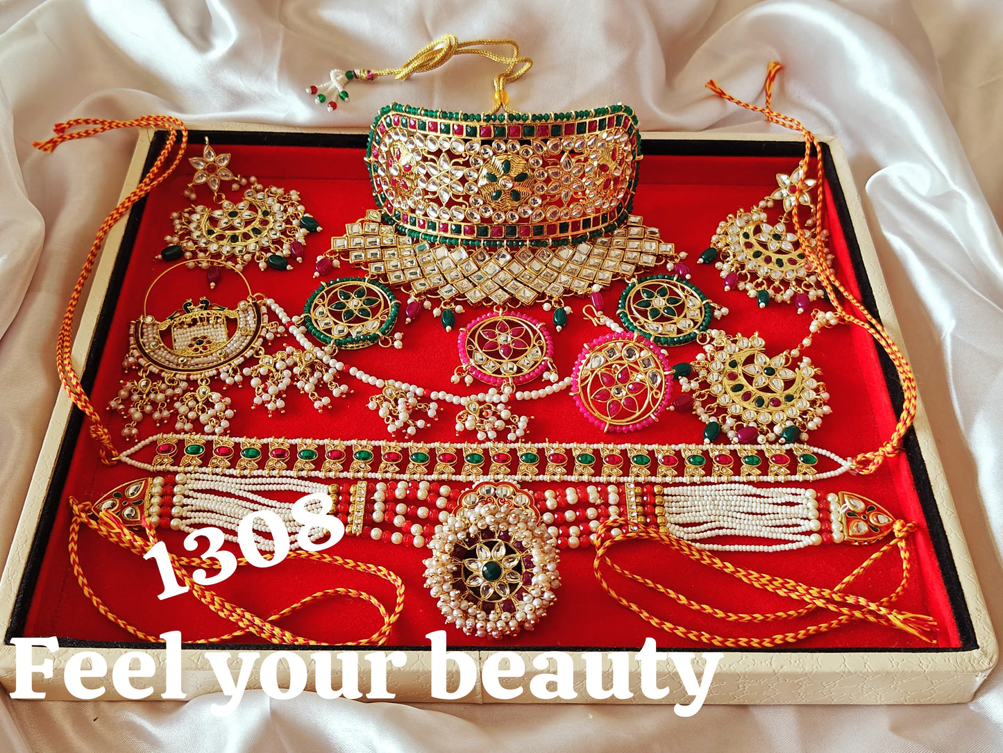 *Beautiful Meenakari Kundan Jadaaw combo set