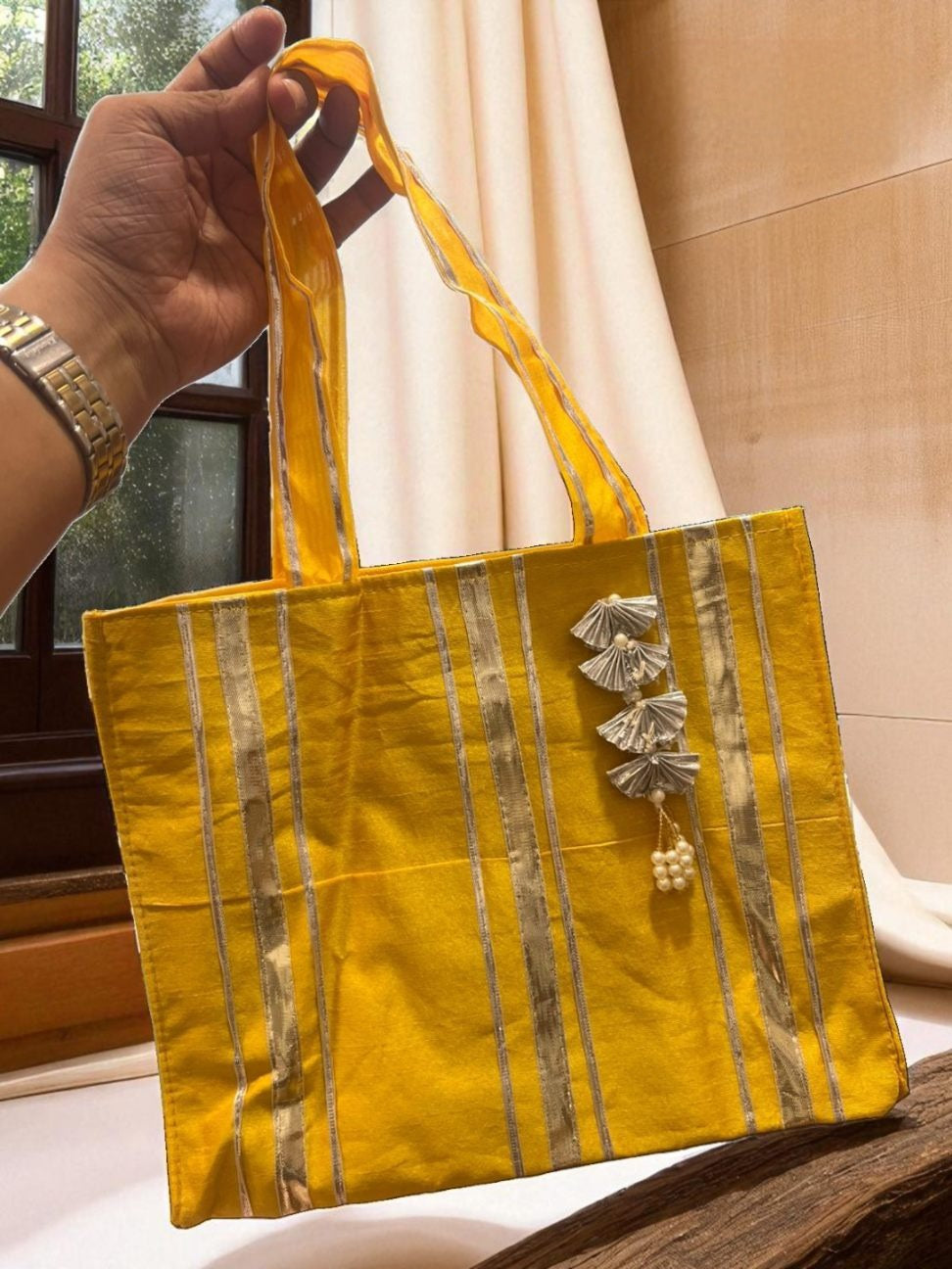 Beautiful Handcrafted Gota Moti Work Gift Bags – Pack of 10