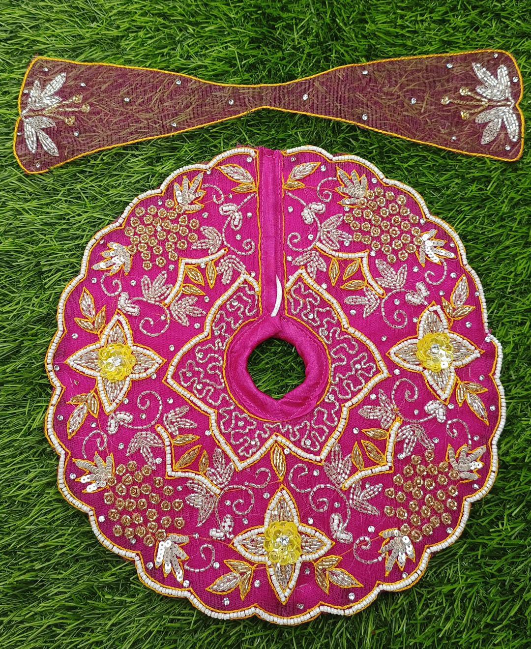 Cheed gulen sequence pearl stone work beautiful Ladoo Gopalji Poshak