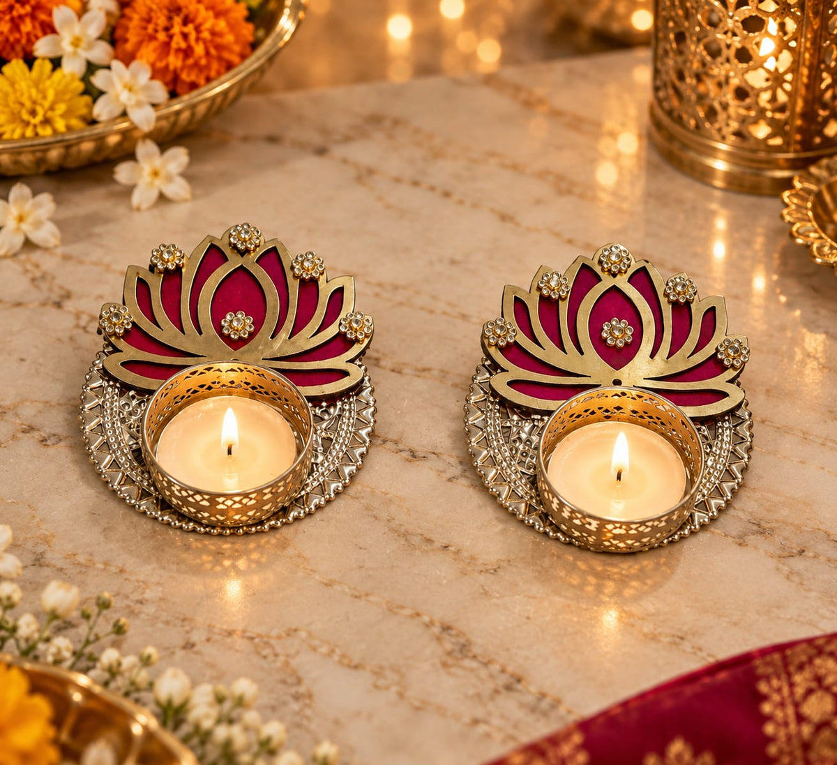 Lotus Floral Tealight pack of 2