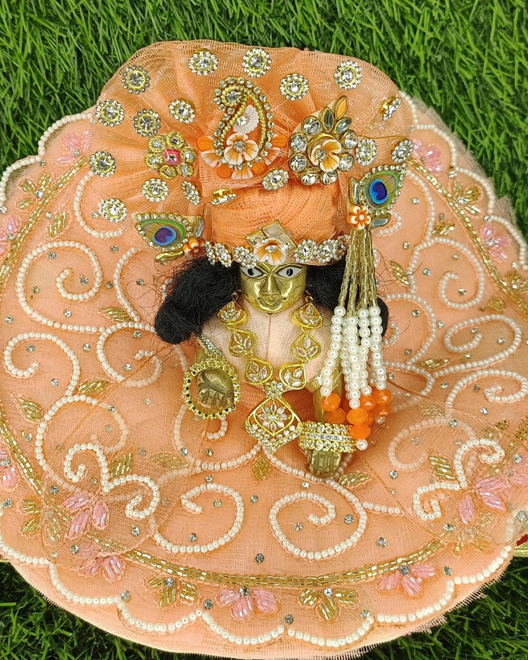 Ladoo Gopalji Moti Kamal Designer Poshak 🌸 with beautiful pagri