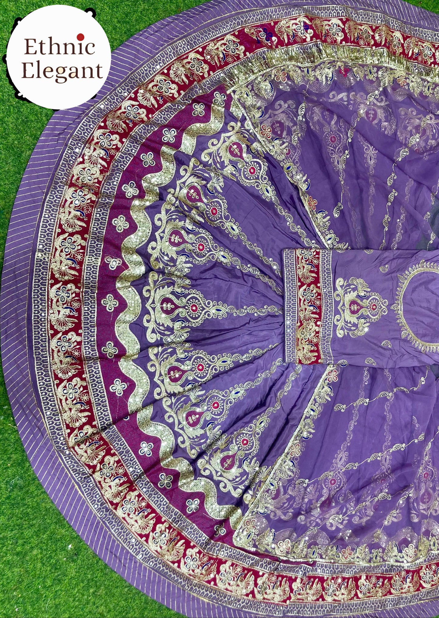 CREPSILK Fabric with pure Odhani 4 MTR GHER Designer Rajputi poshak