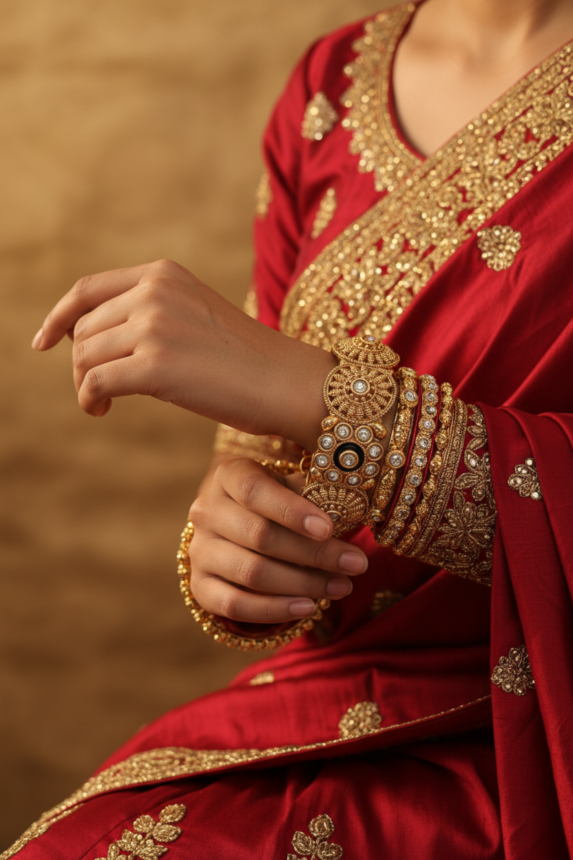 Luxury Traditional Brass Kundan Kangan set