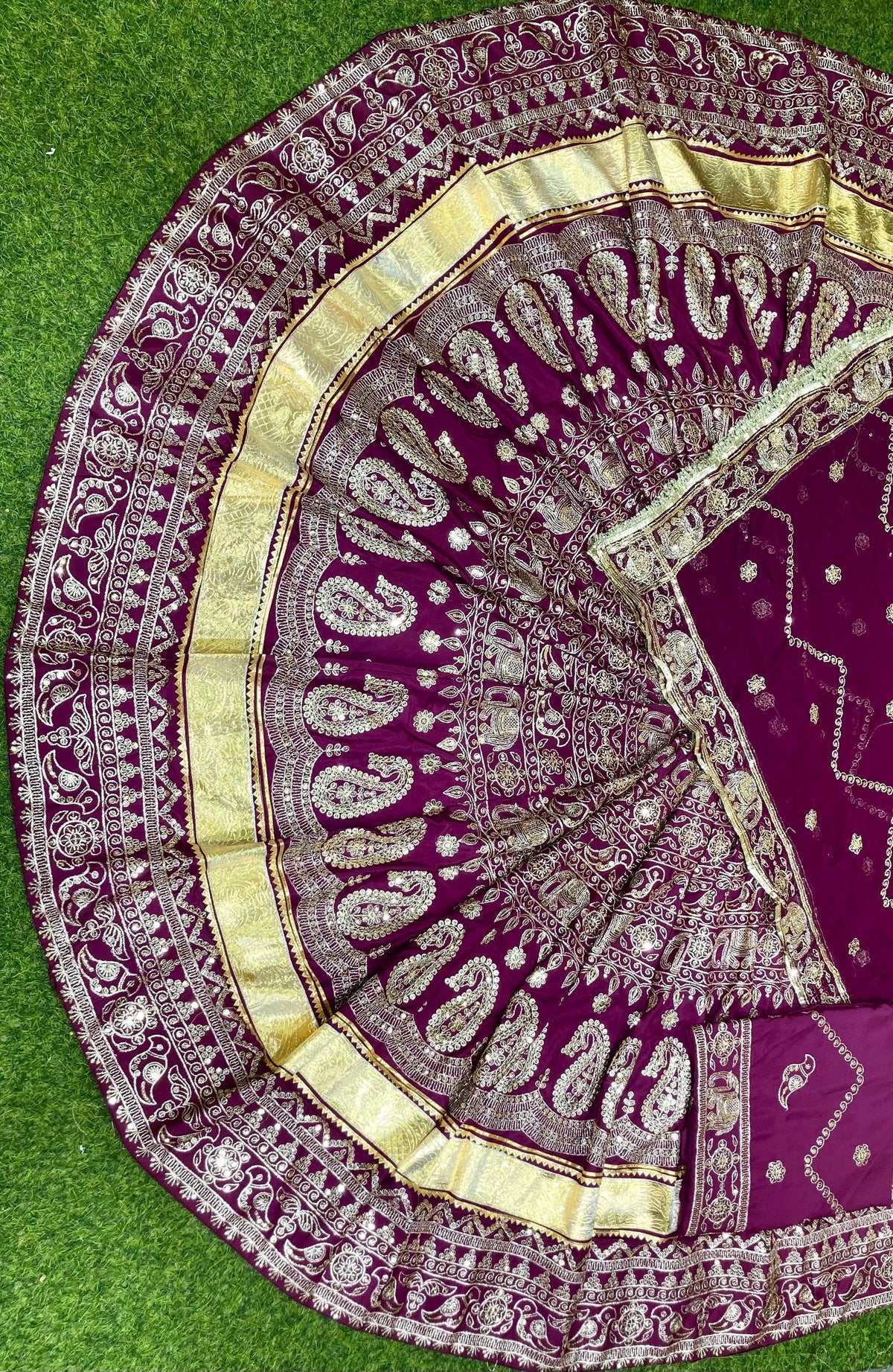 CREPSILK Fabric with Humarai pure Odhani VINTAGE STYLE Barik Zari Sequence work Rajasthani Poshak