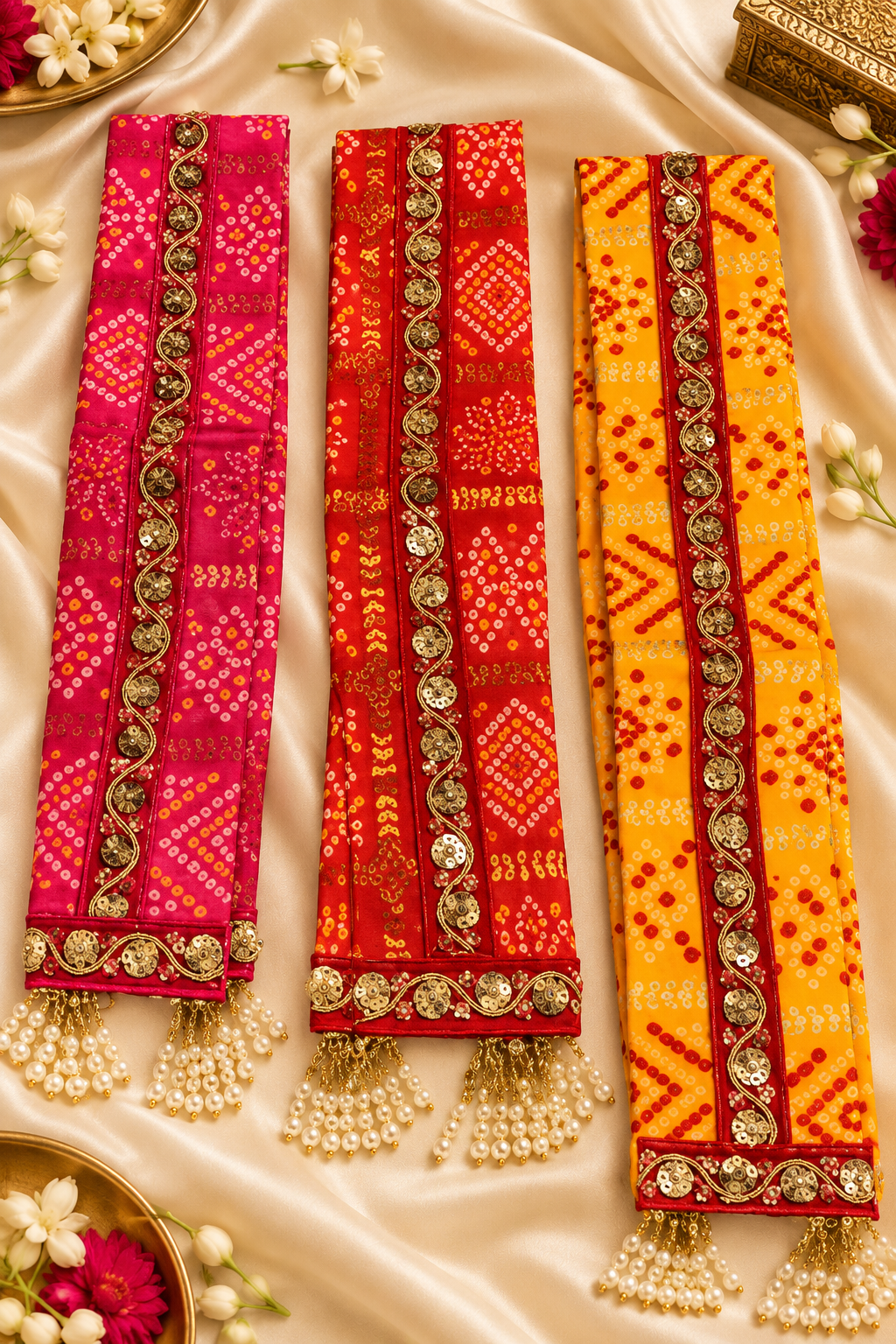 Traditional Swagat Dupattas for baraat welcome and Indian wedding functions, bulk pack of 25