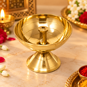 Brass Diya 007 | Traditional Golden Brass Oil Lamp for Pooja & Festivals