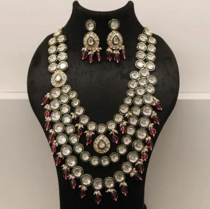 Kundan meena work necklace set 💫