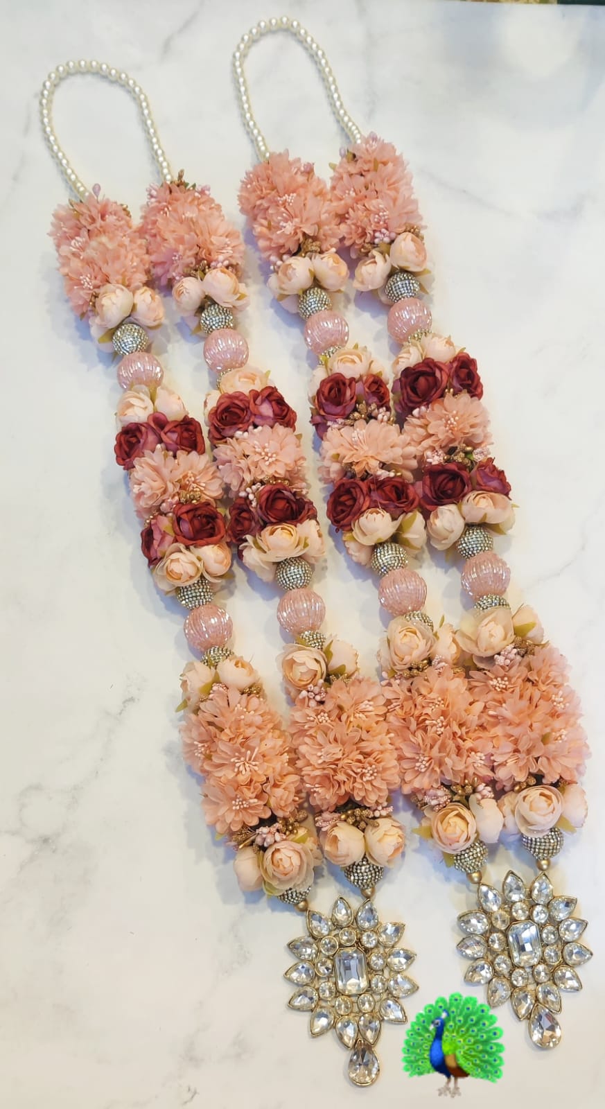 Set of two 24-inch wedding garlands for bride and groom jaimala ceremony