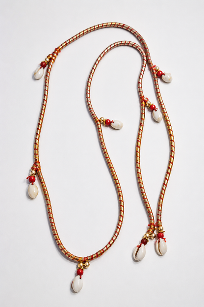 Traditional Mayra Bhaat Napni Mala | Handcrafted Cowrie Shell Wedding Ritual Accessory