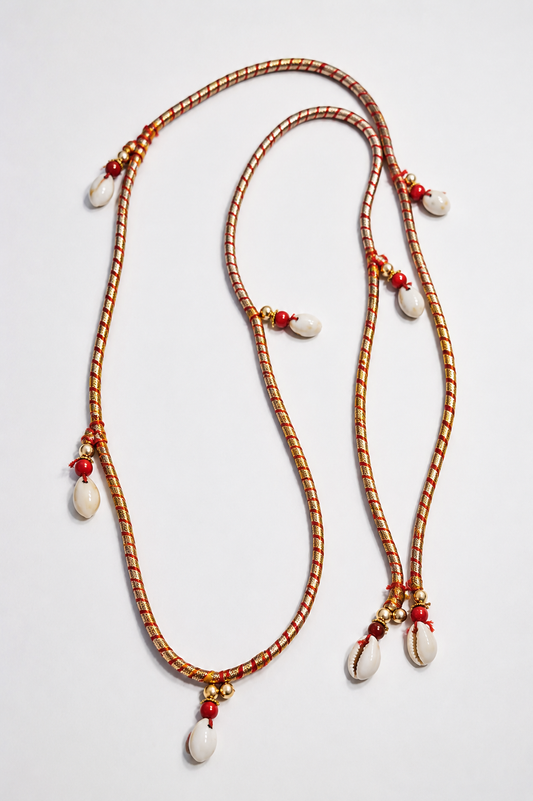 Traditional Mayra Bhaat Napni Mala | Handcrafted Cowrie Shell Wedding Ritual Accessory
