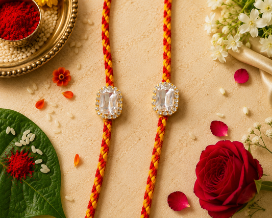 Traditional Moli Kalawa Stone Rakhi for Brother | Sacred Thread Rakhi (Pack of 1 Rakhi )