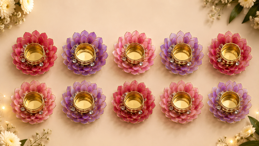 Floral Design Tealight Candle Holders (Pack of 4)