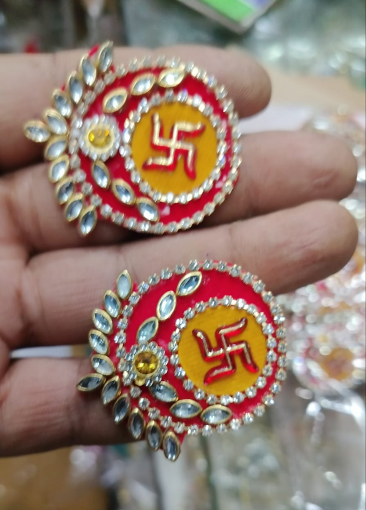 Traditional Swastik Sohn Soon Puja  Door Tag 2 Pair