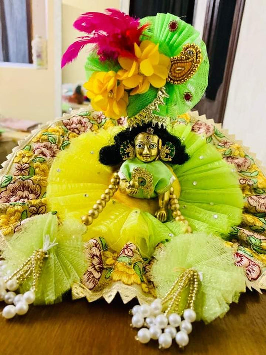 Tyohar special  Beautiful Handcrafted Laddu Gopalji heavy designer Poshak with pagri & mala 🌷🌼