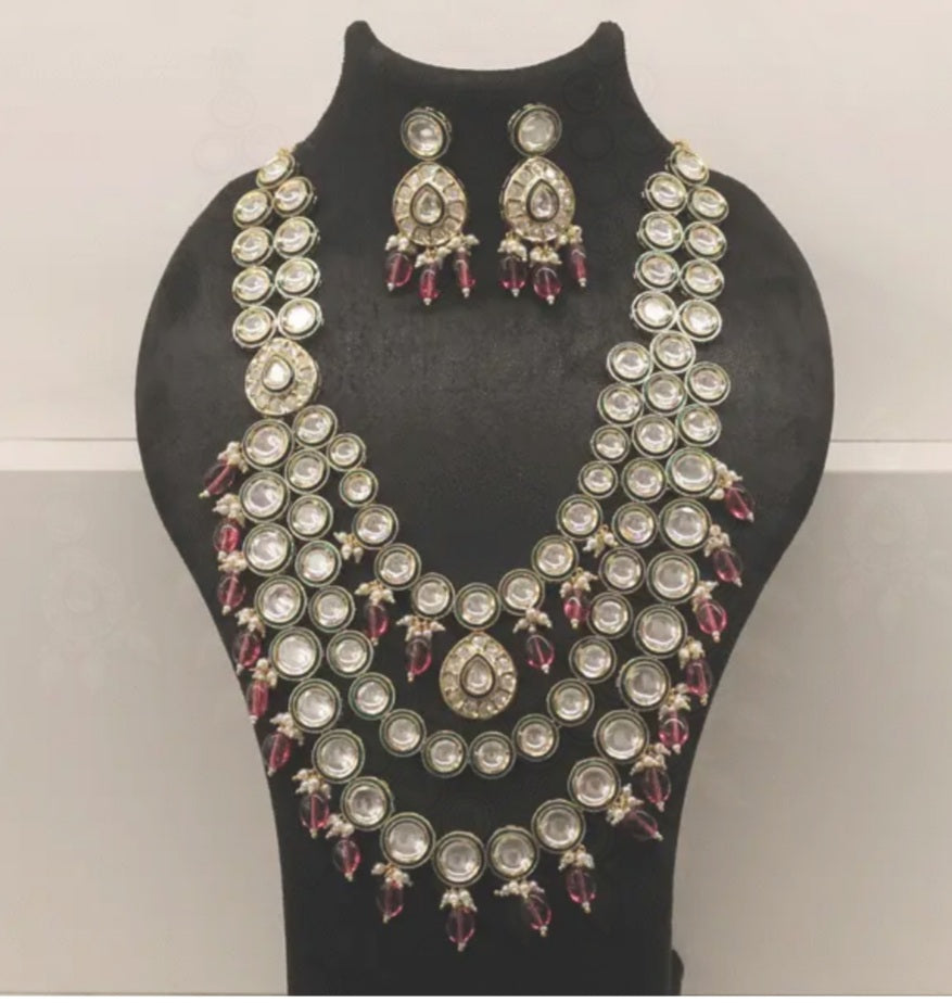 Kundan meena work necklace set 💫