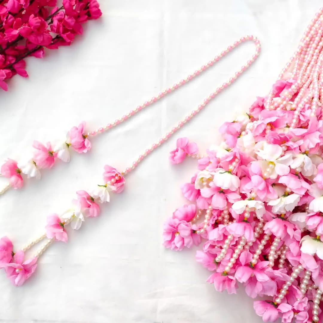 Pink floral stole welcome mala ✨️ pack of 20