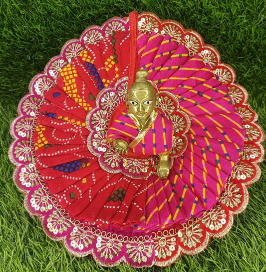 Bandhej Lahriya combination Ladoo gopalji poshak ✨️size 6 inch