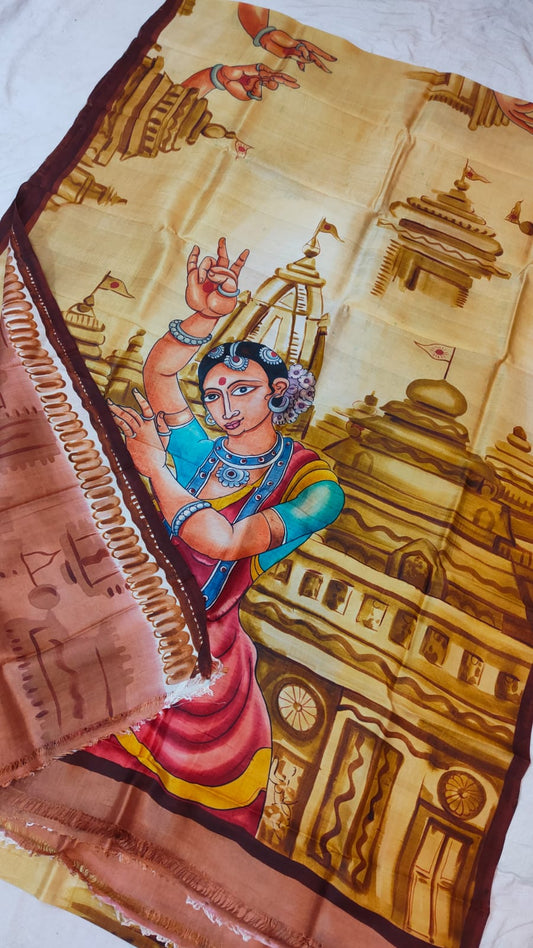 Temple printed Bishnupuri silk saree